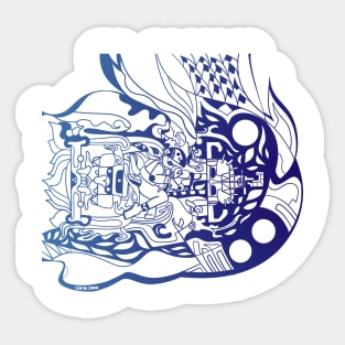 space maya pakal adventurer in galactical alien ecopop pattern Sticker